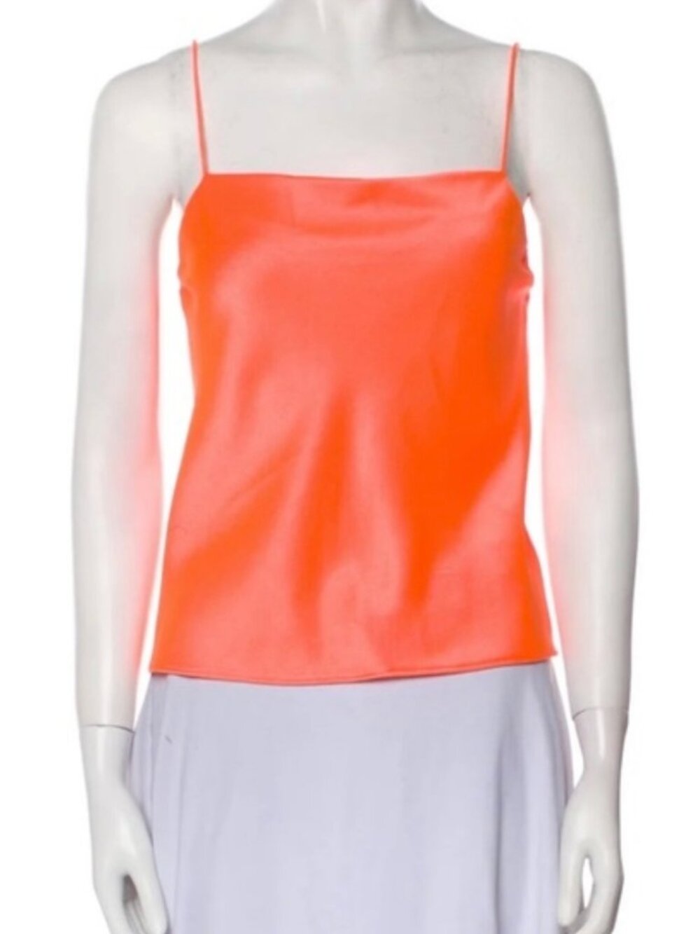 Alice + Olivia Harmon Neon Orange Satin Camisole Tank Top sz s
